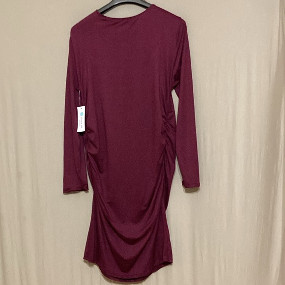 NWT Nine Britton burgundy longsleeved knit midi dress with ruched sides Size XXL - Picture 2 of 5